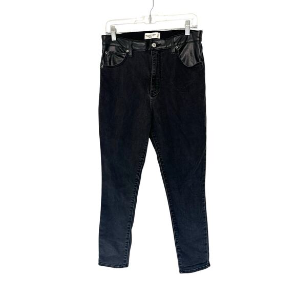 Abercrombie & Fitch Mixed Fabric High‎ Rise The Super Skinny Ankle Jeans Size 12 - Picture 3 of 12